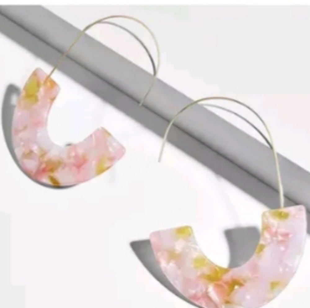 Resin half moon hoop earrings
